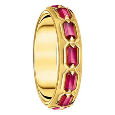 Bague Écailles de Crocodile en Argent 925 Plaqué Or 750 & Pierres Rouges - TR2423-995-10 - Thomas Sabo
