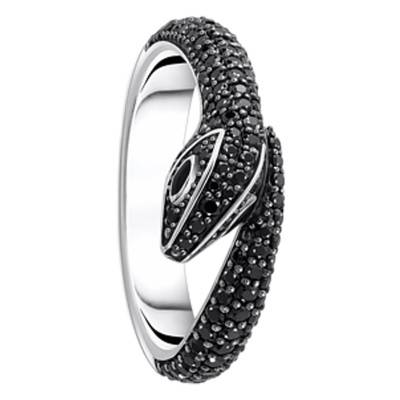 Bague Serpent en Argent 925 & Pierres Noires - TR2461-691-11 - Thomas Sabo