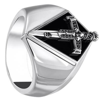 Chevalière Épée en Argent & Pierres Noires - TR2463-643-11 - Thomas Sabo