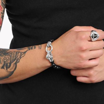 Chevalière Épée en Argent & Pierres Noires - TR2463-643-11 - Thomas Sabo