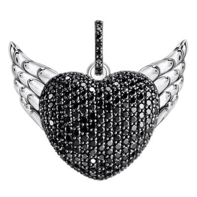 Pendentif Coeur Ailé en Argent 925 & Pierres Noires - PE971-643-11 - Thomas Sabo