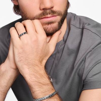Bague Écailles de Crocodile en Argent 925 Noirci & Pierres Noires - TR2423-643-11 - Thomas Sabo