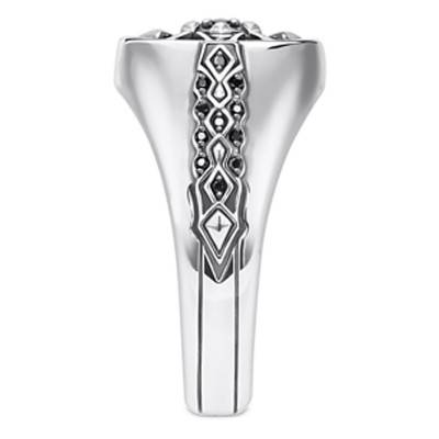 Chevalière Ronde Croix en Argent Sterling 925 & Pierres Noires - TR2307-643-11 - Thomas Sabo
