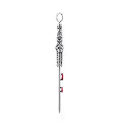 Pendentif Épée en Argent 925 & Pierres Noires et Rouges - PE900-640-28 - Thomas Sabo