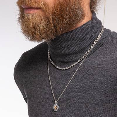 Collier Ronde Croix en Argent 925 Plaqué Or Jaune 750 & Pierre Noire - KE2079-849-7-L50V - Thomas Sabo