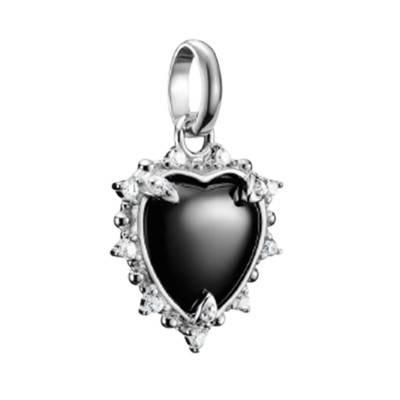 Pendentif Charm Coeur Vintage en Argent 925 & Pierres Noires - CC1286-643-11 - Thomas Sabo