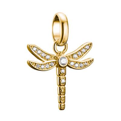 Pendentif Charm Libellule en Argent 925 Plaqué Or Jaune 750 & Pierres Blanches - CC1285-414-14 - Thomas Sabo