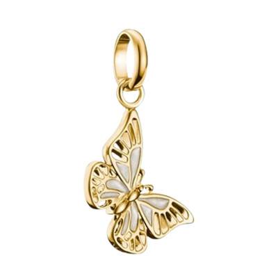 Pendentif Charm Papillon en Argent 925 Plaqué Or 750 & Émail Crème - CC1265-427-14 - Thomas Sabo