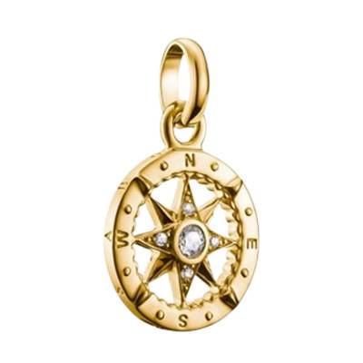 Pendentif Charm Boussole en Argent 925 Plaqué Or Jaune 750 & Pierres Blanches - CC1261-414-14 - Thomas Sabo