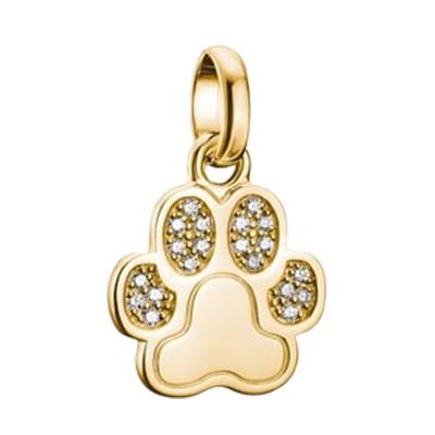 Pendentif Charm Patte de Chien en Argent 925 Plaqué Or Jaune 750 & Pierres Blanches - CC1259-414-14 - Thomas Sabo