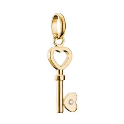 Pendentif Charm Clé de l'Amour en Argent 925 Plaqué Or 750 & Pierre Blanche - CC1241-414-14 - Thomas Sabo