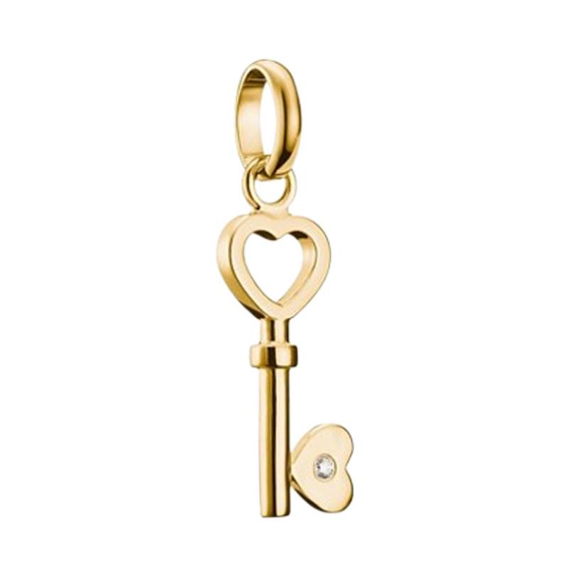 Love Key Charm Pendant in 750/1000 Gold-Plated 925 Silver & White Stone - CC1241-414-14 - Thomas Sabo