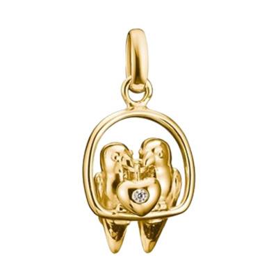 Pendentif Charm Tourtereaux en Argent 925 Plaqué Or 750 & Pierre Blanche - CC1240-414-14 - Thomas Sabo