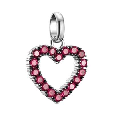 Pendentif Charm Coeur en Argent 925 Norci & Pierres Rouges - CC1237-639-10 - Thomas Sabo