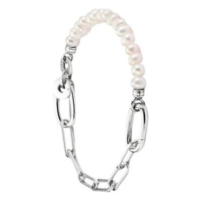 Bracelet Paperclip en Argent 925 & Perles, Longueur 17 cm ou 19 cm - C1209-082-14 - Thomas Sabo