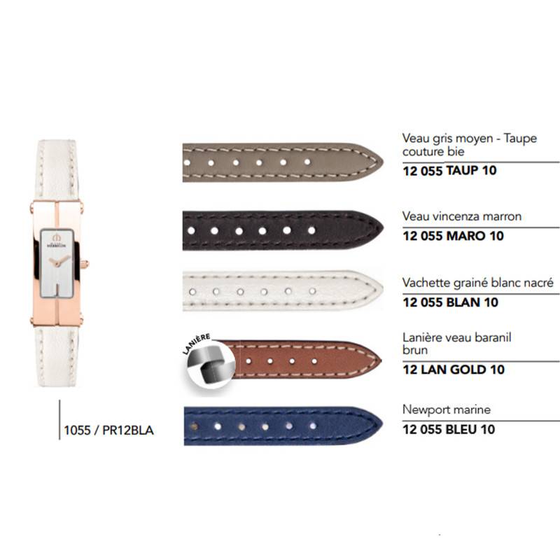 12mm Leather Watch Straps for Series 1055 - Herbelin
