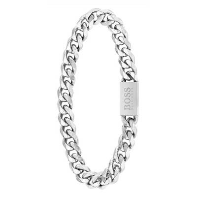 Bracelet Gourmette, Acier Argenté, Longueur 19 cm - Boss