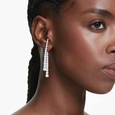 White Matrix Drop Earrings in Rhodium-Plated Metal - 5709257 - Swarovski