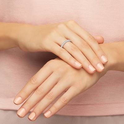 White Matrix Ring in Rhodium-Plated Metal & Cubic Zirconia - 1121066 - Swarovski