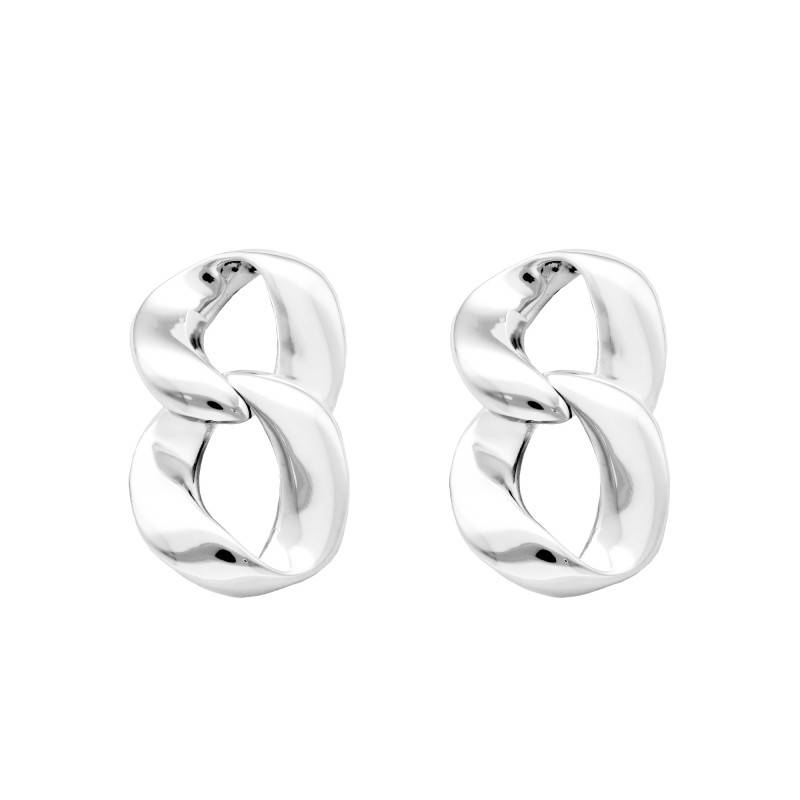 925 Sterling Silver Double Curb Chain Earrings - Artemis