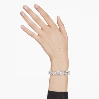White Rhodium-Plated Metal Millenia Bracelet, 16 cm to 18 cm - 5705770 - Swarovski