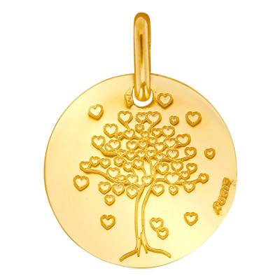 375 Yellow Gold Heart Tree of Life Medal, 14 mm Diameter - Augis
