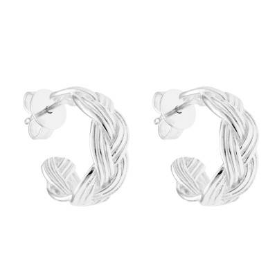 925 Silver Braided Hoop Earrings, Diameter 19 mm - Artemis