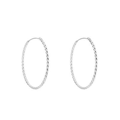 925 Silver Faceted Hoop Earrings, Diameter 35 or 48 mm - Artemis