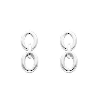 Boucles d'Oreilles Doubles Anneaux Ovales en Argent 925 - Artemis