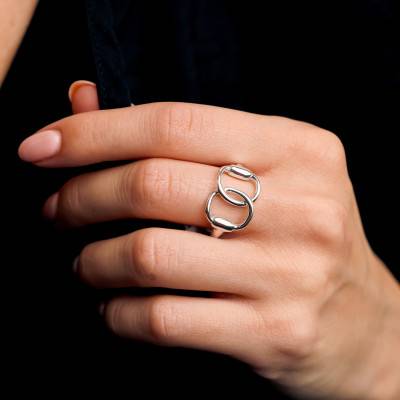 925 Sterling Silver Interlaced Rings Ring - Artemis