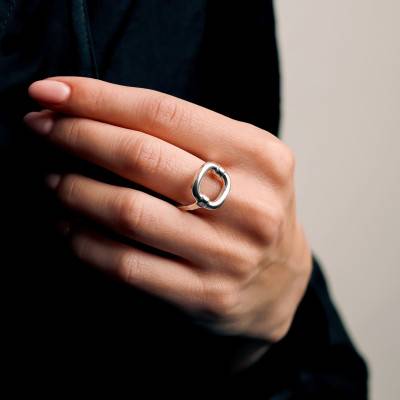 Bague Anneau Carré en Argent 925 - Artemis