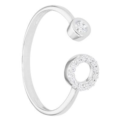 Bague ouverte en Or blanc 750, Diamant 0,14 cts - Emanessence