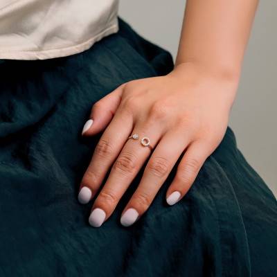 Bague Cercle en Or Blanc 750 & Diamants 0,14 cts - Emanessence