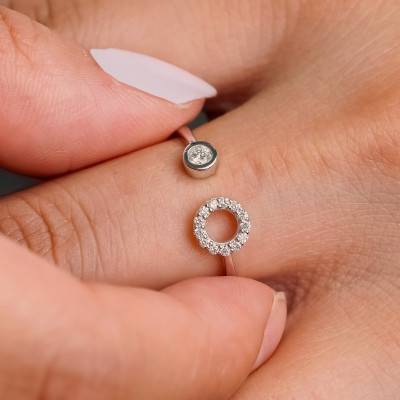 Bague ouverte en Or blanc 750, Diamant 0,14 cts - Emanessence