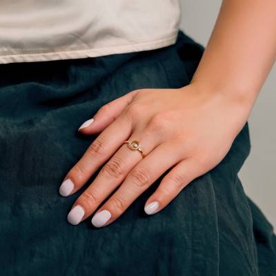 750/1000 Yellow Gold & Diamond Circle Ring 0.02 ct - Emanessence