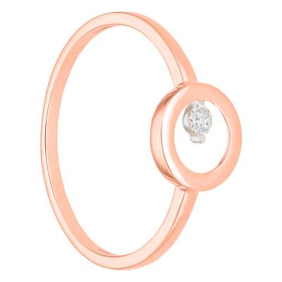 18K Rose Gold Circle Ring & 0.02 ct Diamonds - Emanessence