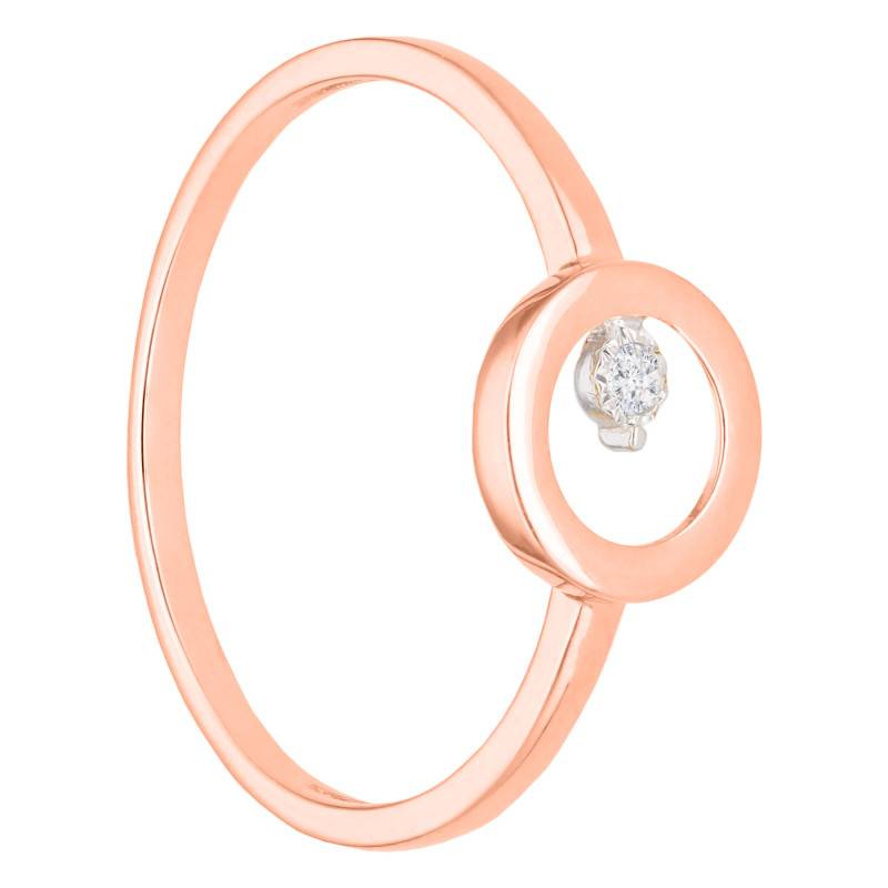 18K Rose Gold Circle Ring & 0.02 ct Diamonds - Emanessence