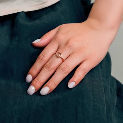18K Rose Gold Circle Ring & 0.02 ct Diamonds - Emanessence