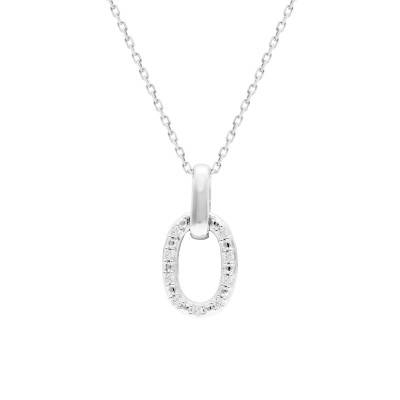 18K White Gold Oval Necklace with 0.5 ct Diamonds - Emanessence