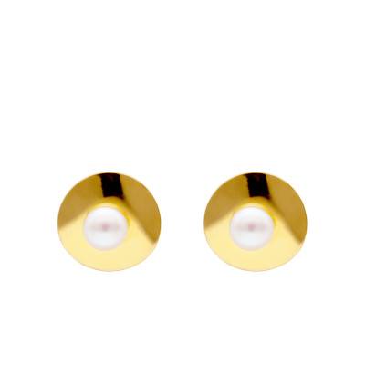 Boucles d'Oreilles Boutons en Or jaune et Perle de Culture Eau Douce - Emanessence