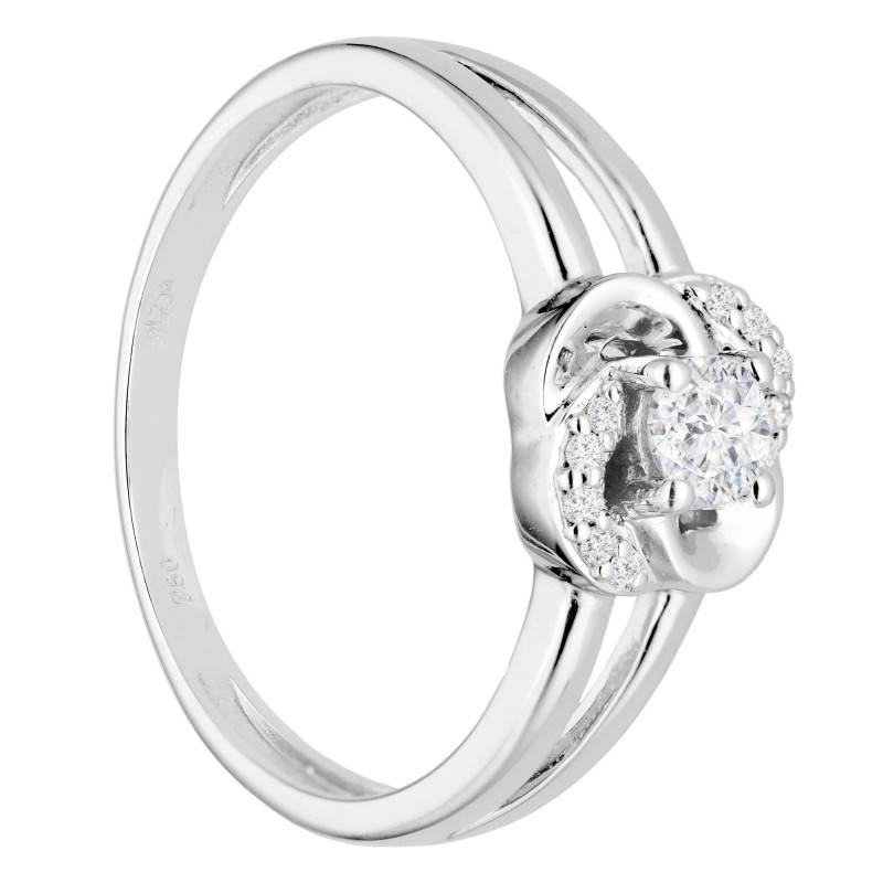 750/1000 White Gold & Diamond Flower Ring 0.22 ct - Emanessence