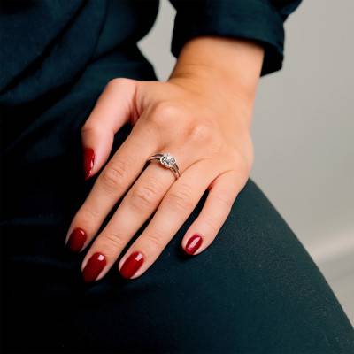 Bague Fleur en Or Blanc 750 & Diamants 0,22 ct - Emanessence