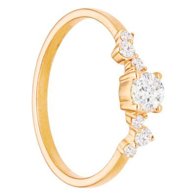 Bague raffinée en Or Rose 750, Diamant 0,37 ct - Emanessence