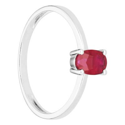 Bague solitaire en Or blanc 750 sertie d'un Rubis rouge - Aurora