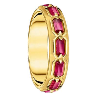 Bague Écailles de Crocodile en Argent 925 Plaqué Or 750 & Pierres Rouges - TR2423-995-10 - Thomas Sabo