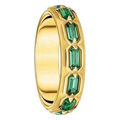 Bague Écailles de Crocodile en Argent 925 Plaqué Or 750 & Pierres Vertes - TR2423-472-6 - Thomas Sabo
