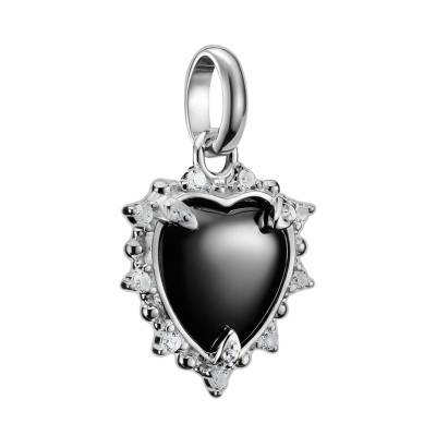 Pendentif Charm Coeur Vintage en Argent 925 & Pierres Noires - CC1286-643-11 - Thomas Sabo