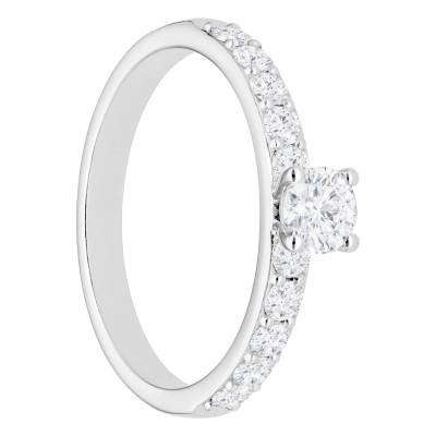 750/1000 White Gold & Diamond Solitaire Ring with Side Stones 1.1 ct - Alliantine