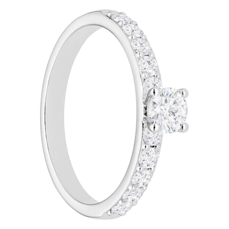 750/1000 White Gold & Diamond Solitaire Ring with Side Stones 1.1 ct - Alliantine