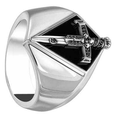 Chevalière Épée en Argent & Pierres Noires - TR2463-643-11 - Thomas Sabo